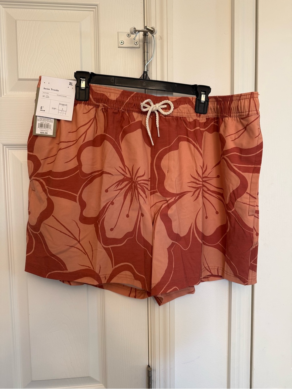 Goodfellow & Co Men's Floral Swim Trunks - Rust & Peach